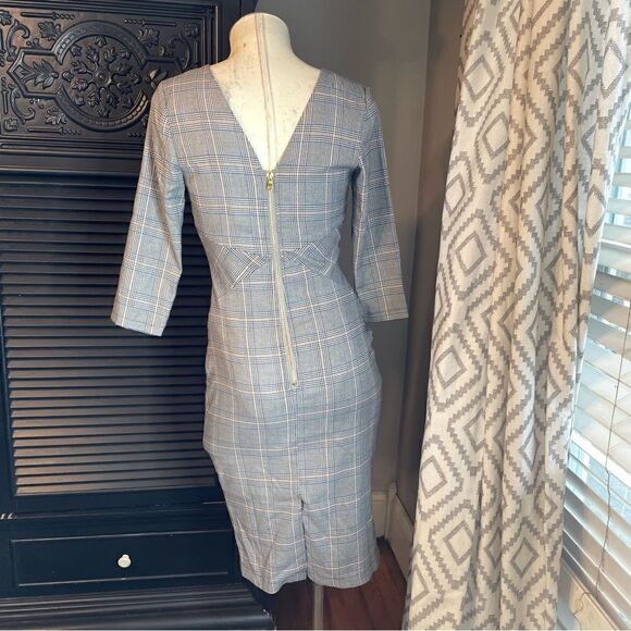 ALEXIA ADMOR‎ Grey Glen Plaid Surplice Sheath Knee Dress 4 - Picture 4 of 10